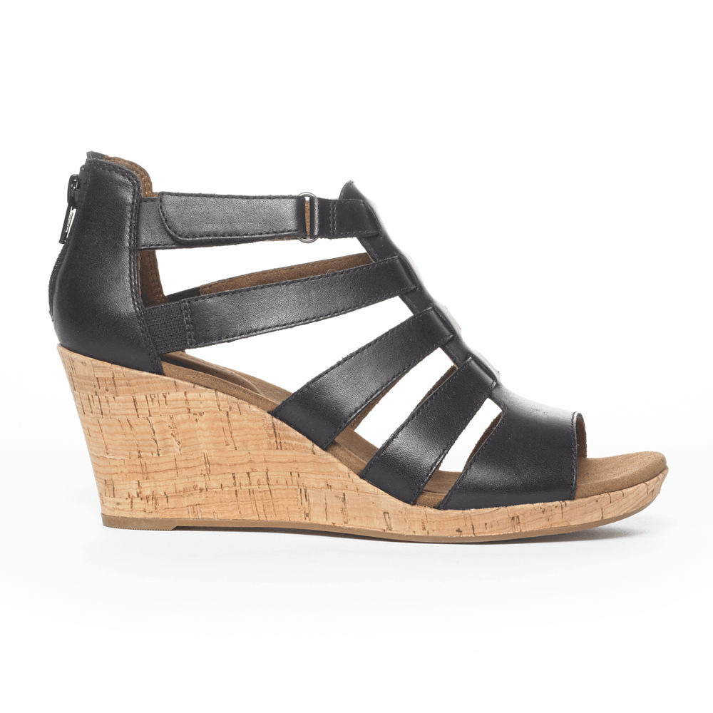 Sandálias Rockport Mulher Pretas - Briah Gladiator - 30452EPMA